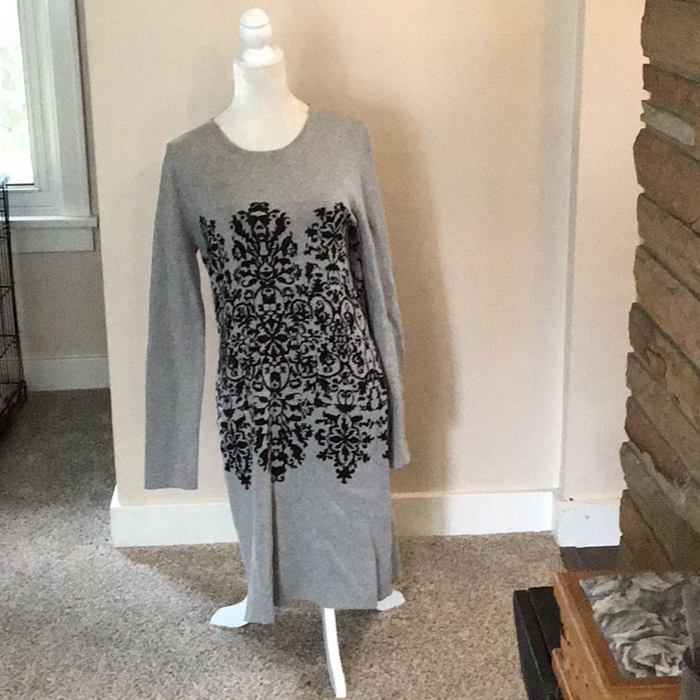 Gray and black sweater dress